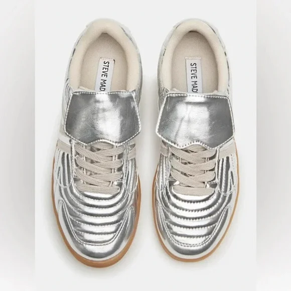 NWOB Steve Madden Silver Madrid Sneakers - Picture 5 of 14